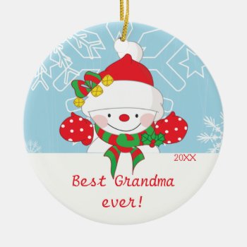 Cute Best Grandma Snowman Christmas Ornament by celebrateitornaments at Zazzle