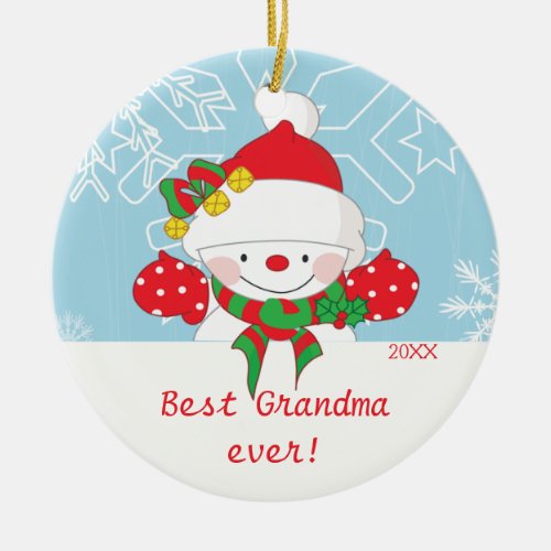 Cute Best Grandma Snowman Christmas Ornament