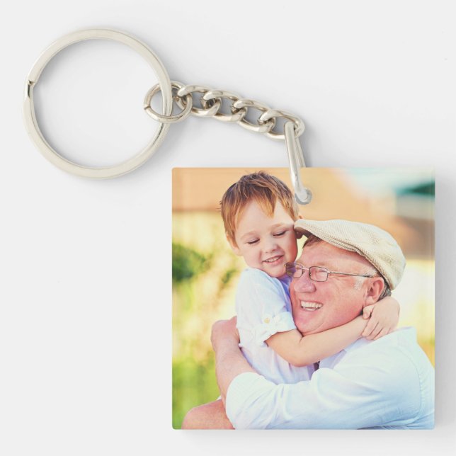 Cute Best Grandpa Ever Photo Keychain (Front)