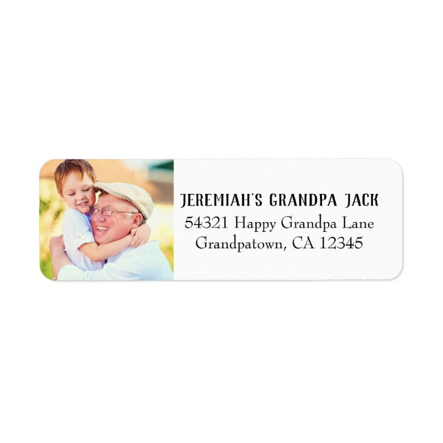 Cute Best Grandpa Grandson Photo Address Label (Front)