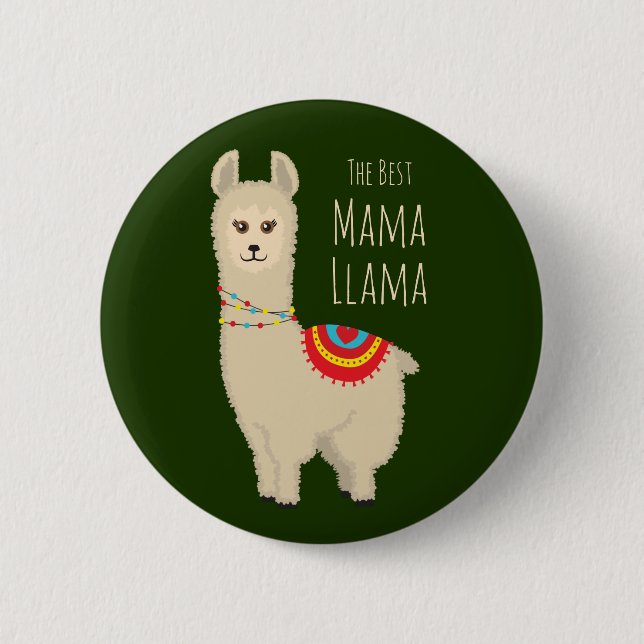 Cute "Best Mama Llama" award Button (Front)
