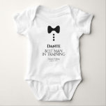 Cute Best Man in Training Black Tie Wedding Baby Bodysuit<br><div class="desc">This fun baby one piece is designed as a favor or wedding party babies. The design features an image of a black bow tie and three buttons on a white background. The text reads Best Man in Training, and has a place to enter his name as well as the wedding...</div>