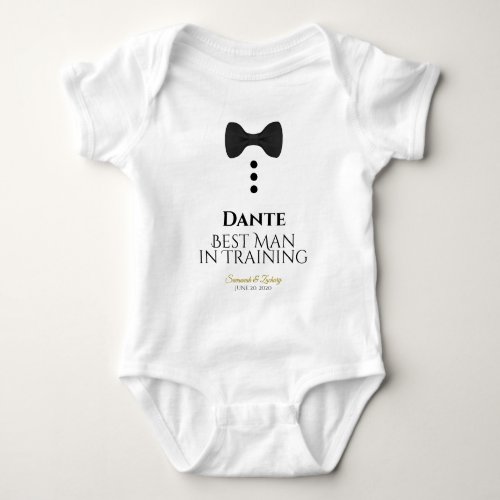 Cute Best Man in Training Black Tie Wedding Baby Bodysuit