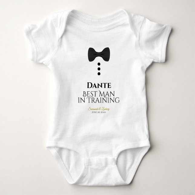 Cute Best Man in Training Black Tie Wedding Baby Bodysuit (Front)