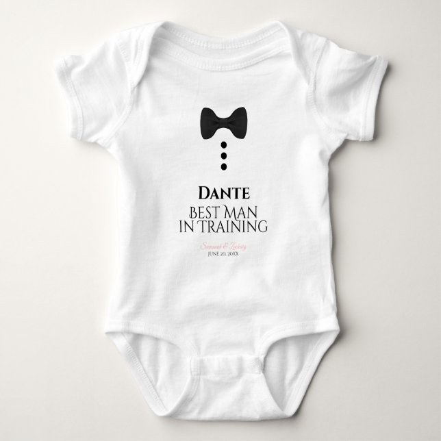 Cute Best Man in Training Black Tie Wedding Baby Bodysuit (Front)