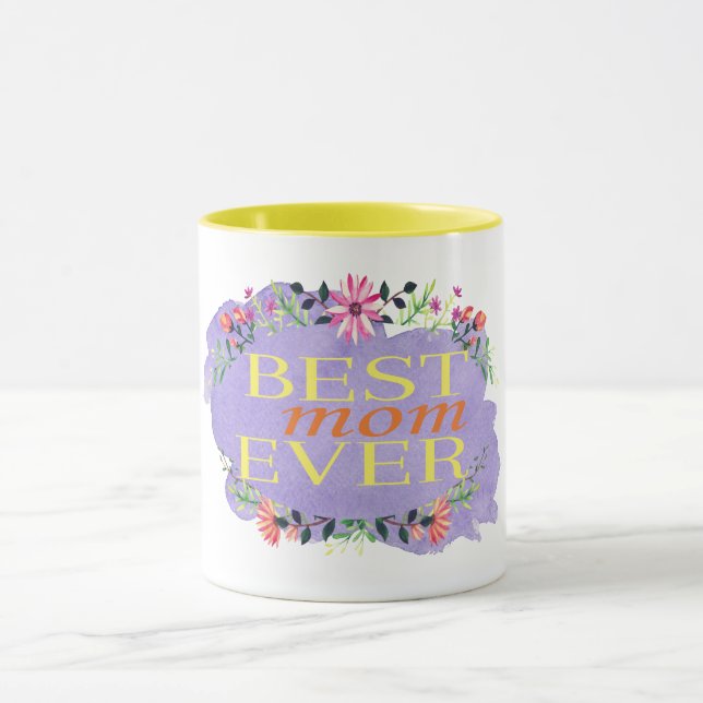 Cute Best Mom Ever Floral Mother's Day Gift Mug (Center)