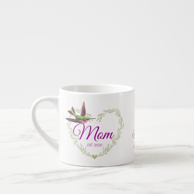 Cute Best Mom Ever Heart  Hummingbird Giant Coffee Espresso Cup (Left)