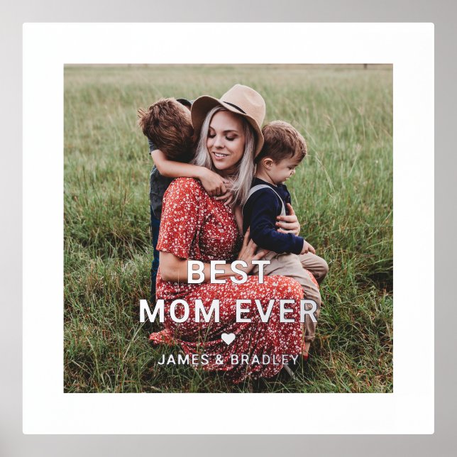 Cute BEST MOM EVER Heart Mother's Day Photo Foil Prints (Front)