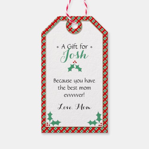 Cute  Best Mom Ever  Love Mom  For Kids Gift Tags