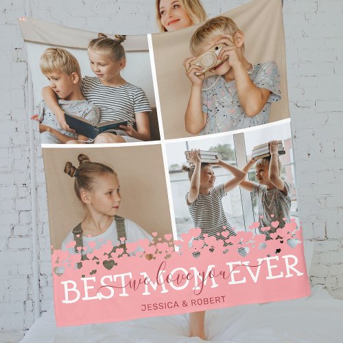 Cute Best Mom Ever Photo Collage Fleece Blanket