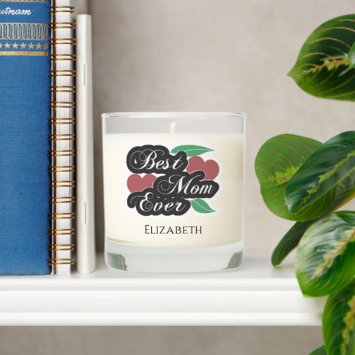 Cute Best Mom Ever Pretty Hearts Leaves Birthday  Scented Candle