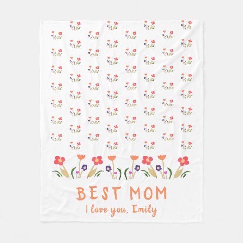 Cute Best Mom Flowers Mother`s Day Fleece Blanket - Cute Best Mom Flowers Mother`s Day Fleece Blanket. Hand-drawn flower pattern. Create your own personal gift for a mother on Mother`s Day, birthday or Christmas.