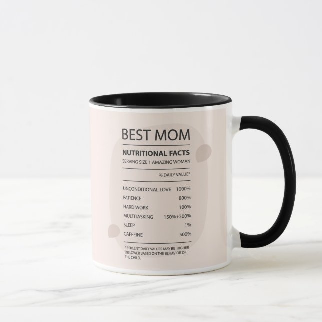 Cute Best Mom Nutritional Facts Wrap Mug (Right)