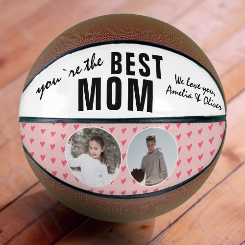 Cute Best Mom Pink Heart 2 Photo Collage  Basketball
