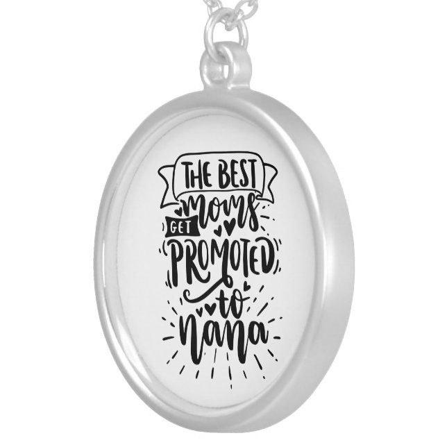 Cute best Mom promoted Nana word art Silver Plated Necklace (Front Right)