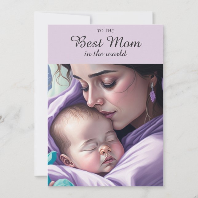 Cute Best Mom Sentimental Mother and Baby Greeting Card (Front)