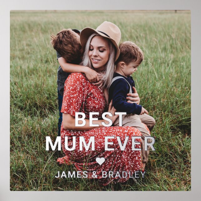 Cute BEST MUM EVER Heart Mother's Day Photo Foil Prints (Front)