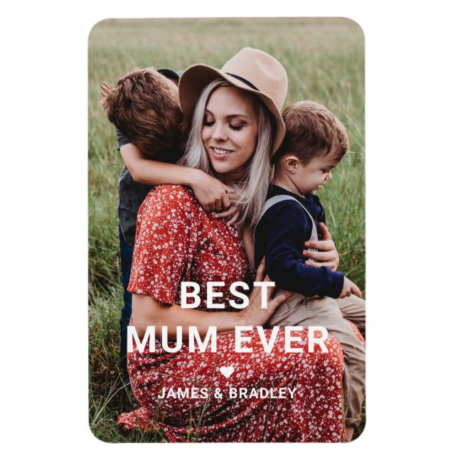 Cute BEST MUM EVER Heart Mother's Day Photo Magnet (Vertical)