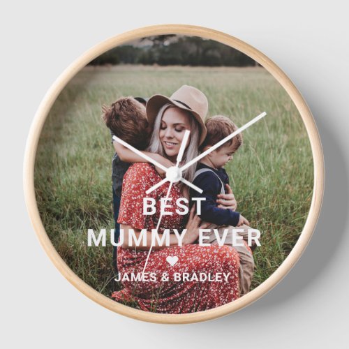 Cute BEST MUMMY EVER Heart Mothers Day Photo Clock