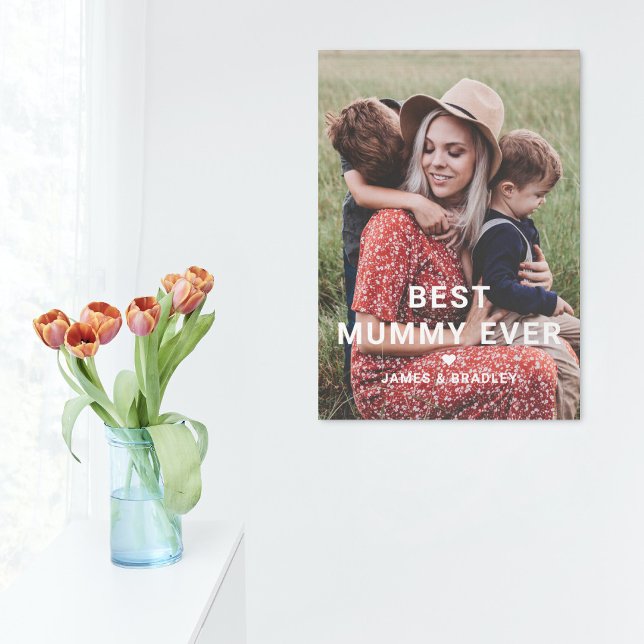 Cute Best Mummy Ever Heart Mother's Day Photo Faux Canvas Print (Creator Uploaded)