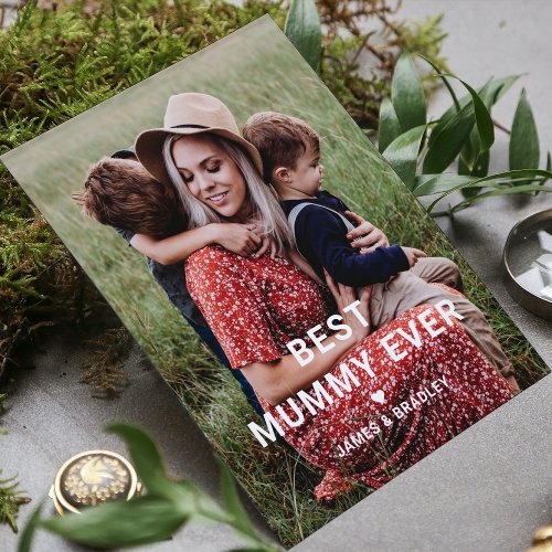 Cute BEST MUMMY EVER Heart Mothers Day Photo Holiday Card