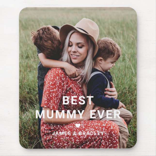 Cute BEST MUMMY EVER Heart Mother's Day Photo Mouse Pad (Front)