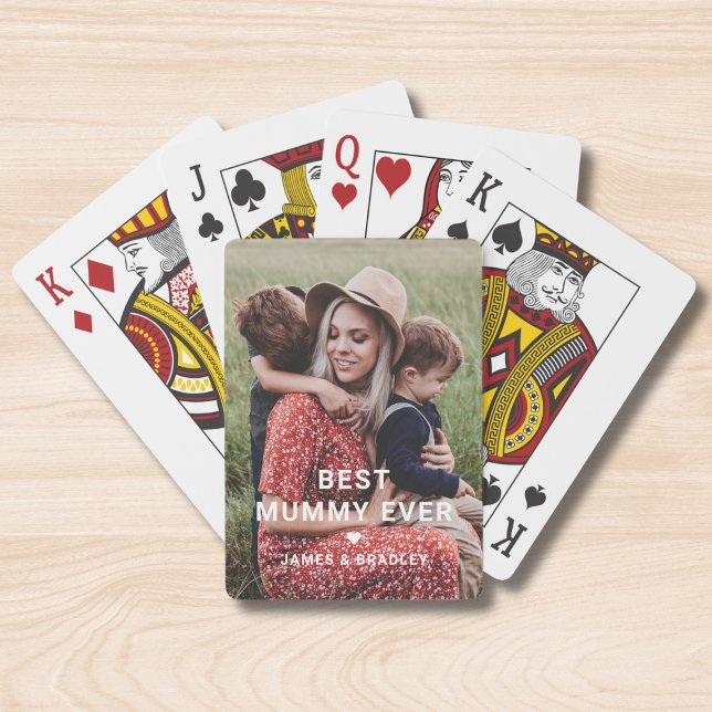 Cute Best Mummy Ever Heart Mother's Day Photo Poker Cards (Creator Uploaded)