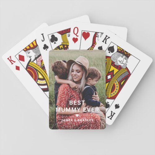 Cute Best Mummy Ever Heart Mothers Day Photo Poker Cards