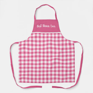 Cute Best Nana Ever Pink Gingham Apron