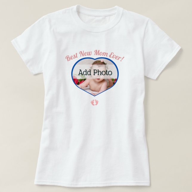 Cute Best New Mother Baby Photo Baby Girl  Heart T-Shirt (Design Front)