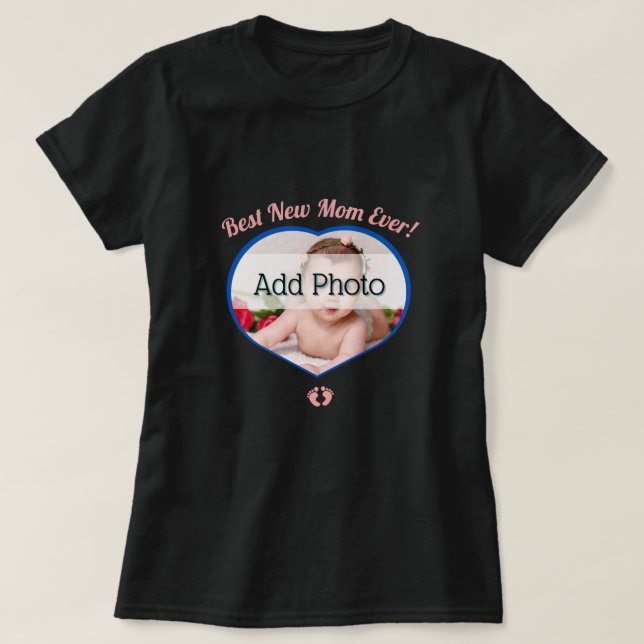 Cute Best New Mother Baby Photo Baby Girl  Heart T-Shirt (Design Front)