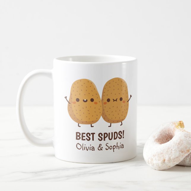 Cute Best Spuds Best Buds Funny Coffee Mug (With Donut)