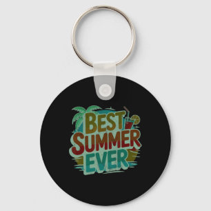 Cute Best Summer Ever Surfing Girls Vacation Swim Keychain
