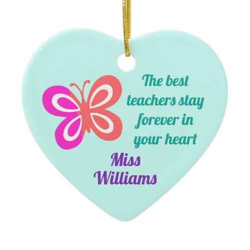 Cute Best Teacher Appreciation Butterfly Quote Ceramic Ornament