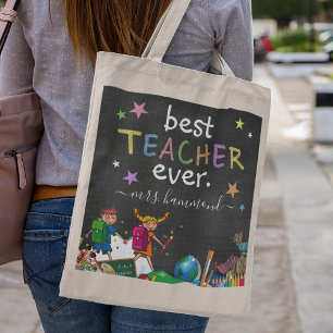 Cute Best Teacher Ever Appreciation Gift Tote Bag