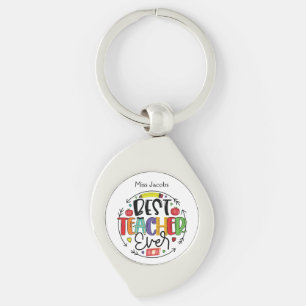 Cute Best Teacher Ever Customizable Name Keychain