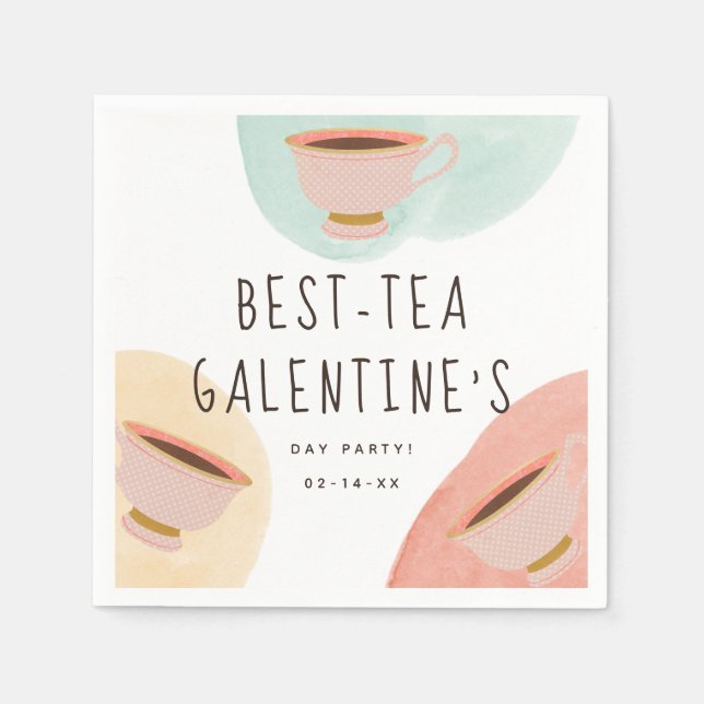 Cute Best-Teas Galentine's Day Party Napkins (Front)