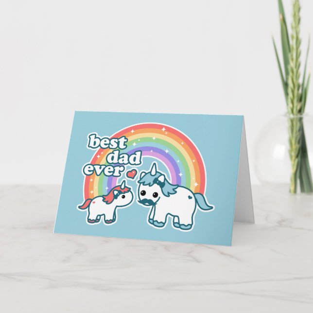 Cute Best Unicorn Dad Card (Front)