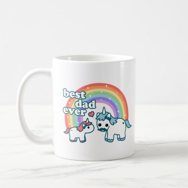 Cute Best Unicorn Dad Ever Coffee Mug (Left)