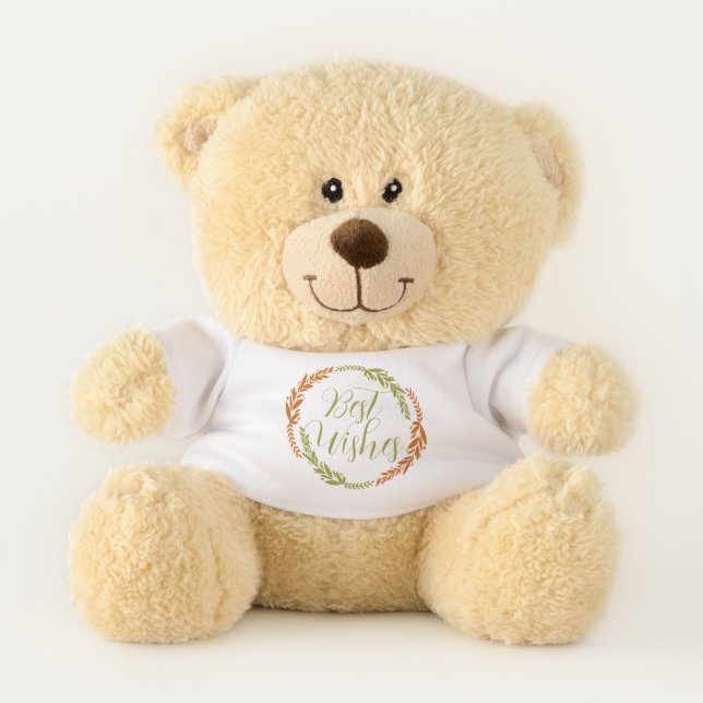 Cute Best Wishes Wreath Teddy Bear (Front)