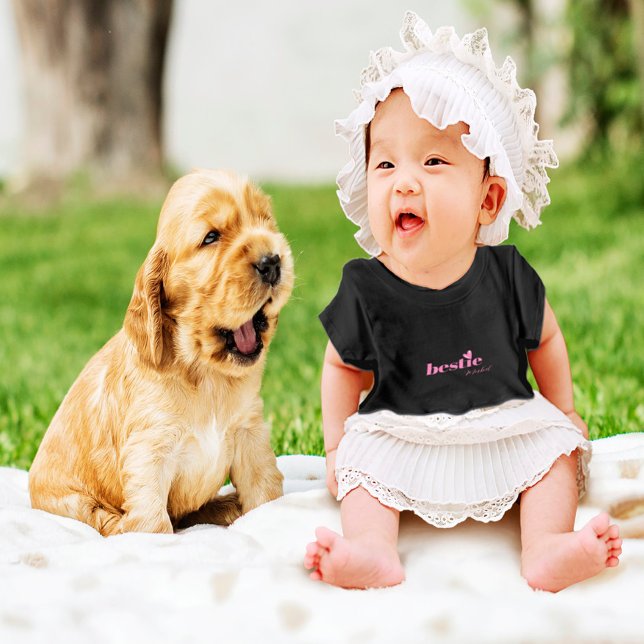 Cute Bestie Baby Girl Heart Design Pink Baby T-Shi Baby T-Shirt (Creator Uploaded)