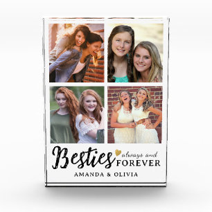Cute Besties Always And Forever Custom Name 4 Photo Block