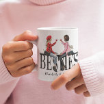 Cute Besties Best Friends  Coffee Mug<br><div class="desc">This fun coffee mug features two best friends sitting on the word "Besties" and personalized with your names. There are more options for the characters' hair color and skin tones. Characters can be changed by clicking "Personalize" and "Edit Using Design Tool" and hiding or unhiding characters by clicking the eyeball...</div>