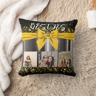 Cute Besties Best Friends Photo Collage BFF Modern Throw Pillow