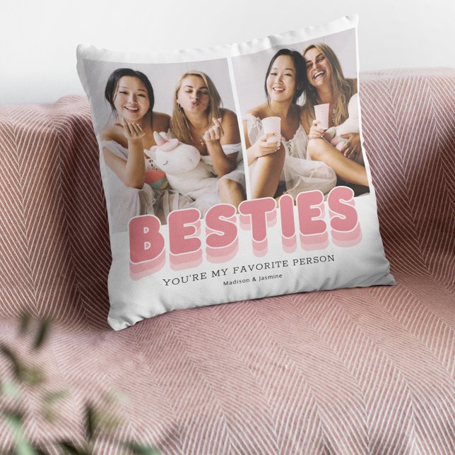 Cute Besties Best Friends Photo Throw Pillow (Creator Uploaded)
