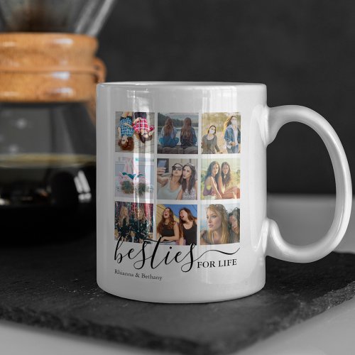 Cute Besties For Life Photo Collage Coffee Mug