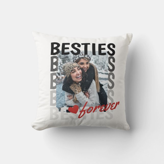 Cute Besties Forever Typography Keepsake Throw Pillow (Front)