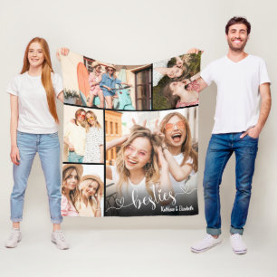 Cute Besties Script Best Friend Photo  Fleece Blanket