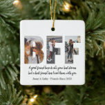 Cute BFF 3 Photo Collage Best Friend Besties Quote Ceramic Ornament<br><div class="desc">Modern BFF Photo Collage Best Friend Besties Quote Ornament Best friends are the sisters that life gives us! A tribute to the bond only best friends understand, this print features 3 of your favorite photos of you and your BFF. You can easily customize the photo, quote names and color of...</div>