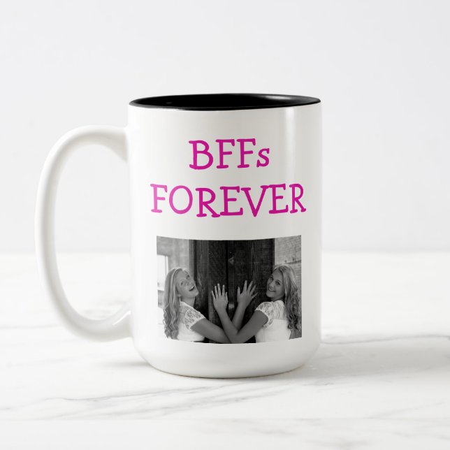 Cute BFF Best Friends Besties Photo Two-Tone Coffee Mug (Left)